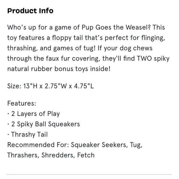 ❤️SOLD ON MERCARI❤️NEW BARK SUPER CHEWER BARKTIC WEASEL/WITH 2 BONUS RUBBER - Picture 9 of 9